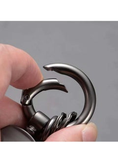 HYUNDAI Premium Stylish Leather Strap Car Keychain with Retractable Metal Clip and Metal Ring - Black - HYUNDAI  - Image 5