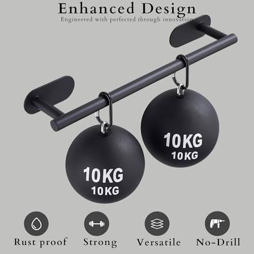 Yumun Bathroom Towel Hanger for Wall Self Adhesive | No Drill Matte Black Towel Rod | Stainless Steel Towel Holder for Bathroom & Kitchen - Image 3