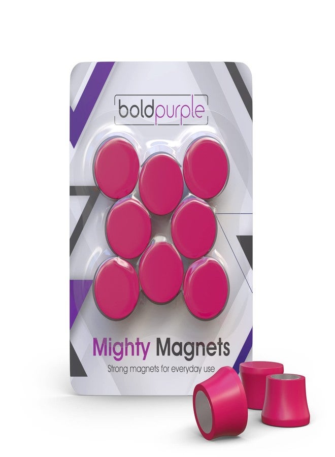 boldpurple Strong Magnets for Whiteboard, Glassboard and Fridge (Pink, 8 Pack, Small). N54 Neodymium Rare Earth Heavy Duty Magnets for Home and Office Supplies. - Image 1