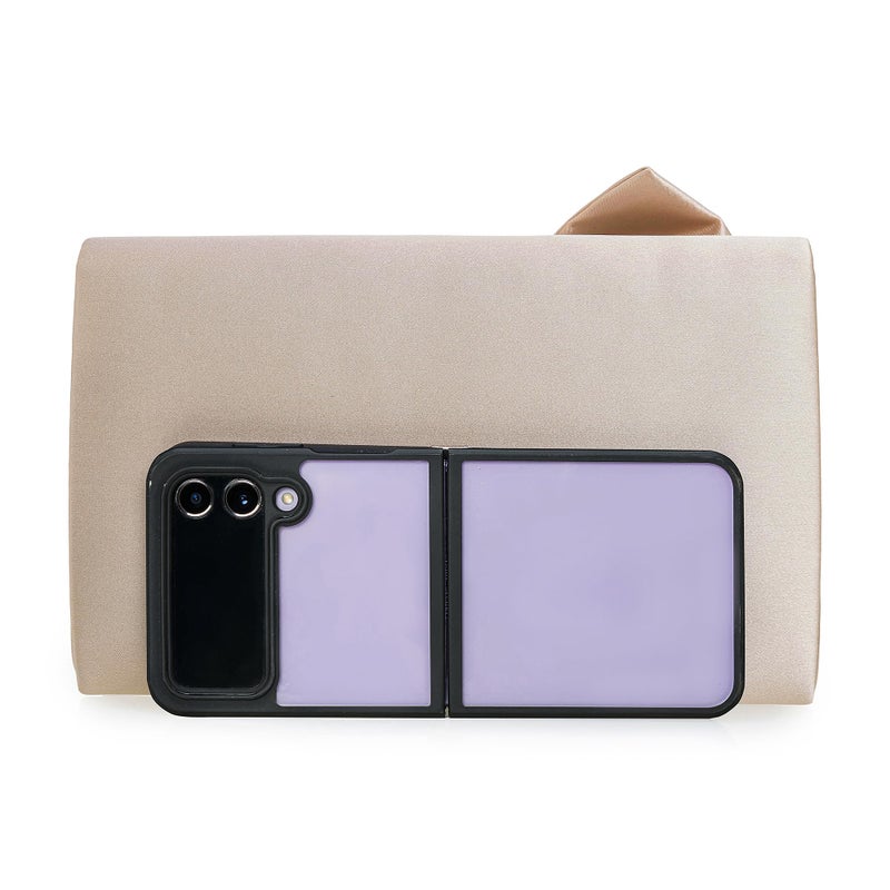 CHARMING TAILOR Satin Bow Formal Bag Women Evening Purse Elegant Clutch Handbag Wedding/Prom/Party (Champagne) - Image 5