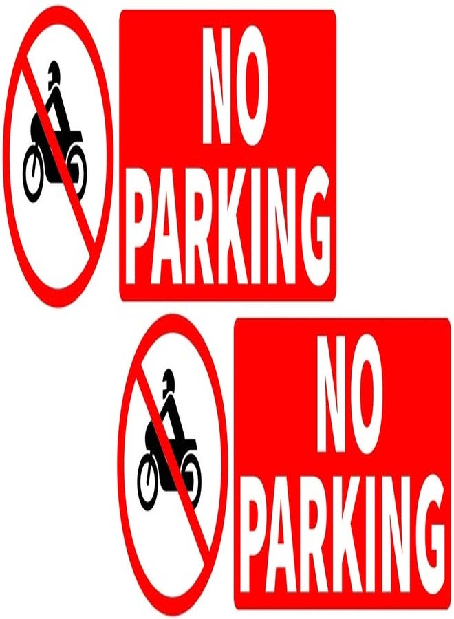 VAAIMAI Bike No Parking Self-Adhesive Sign Board | 30x10 CM | Waterproof 5MM Foam Sheet | Red Vinyl Sticker | Pack of 2 - Image 1