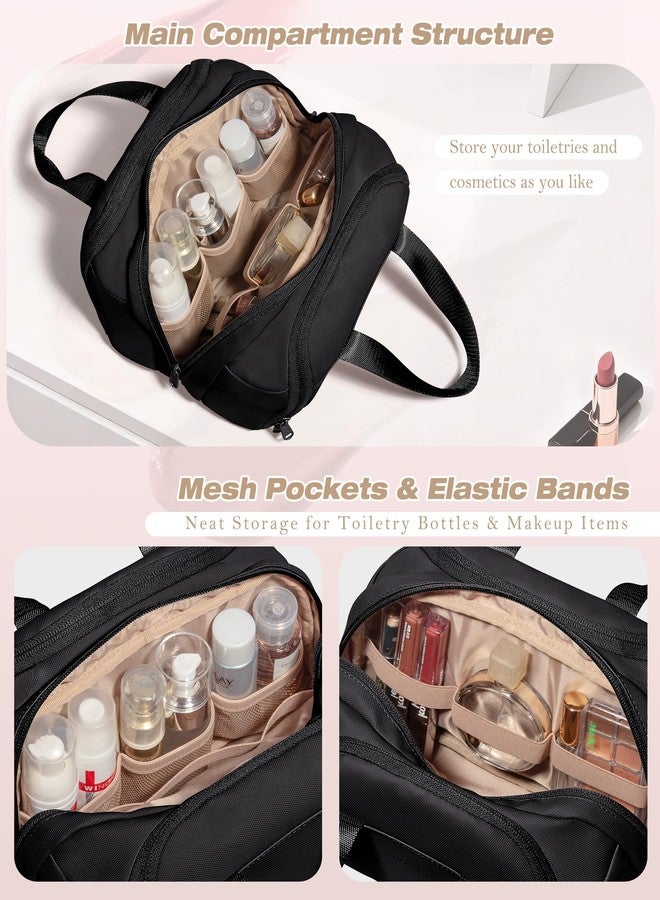 Marscamd Travel Makeup Bag, Small Size Waterproof Toiletry & Cosmetic Organizer with Leakproof Pockets for Bathroom or Vanity Use for Women, Black - Image 2