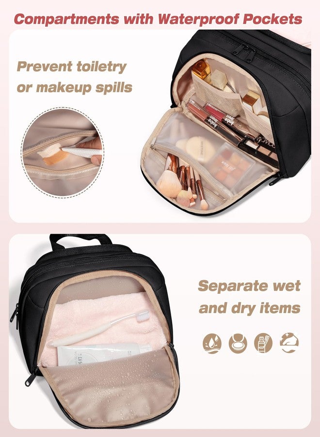 Marscamd Travel Makeup Bag, Small Size Waterproof Toiletry & Cosmetic Organizer with Leakproof Pockets for Bathroom or Vanity Use for Women, Black - Image 3