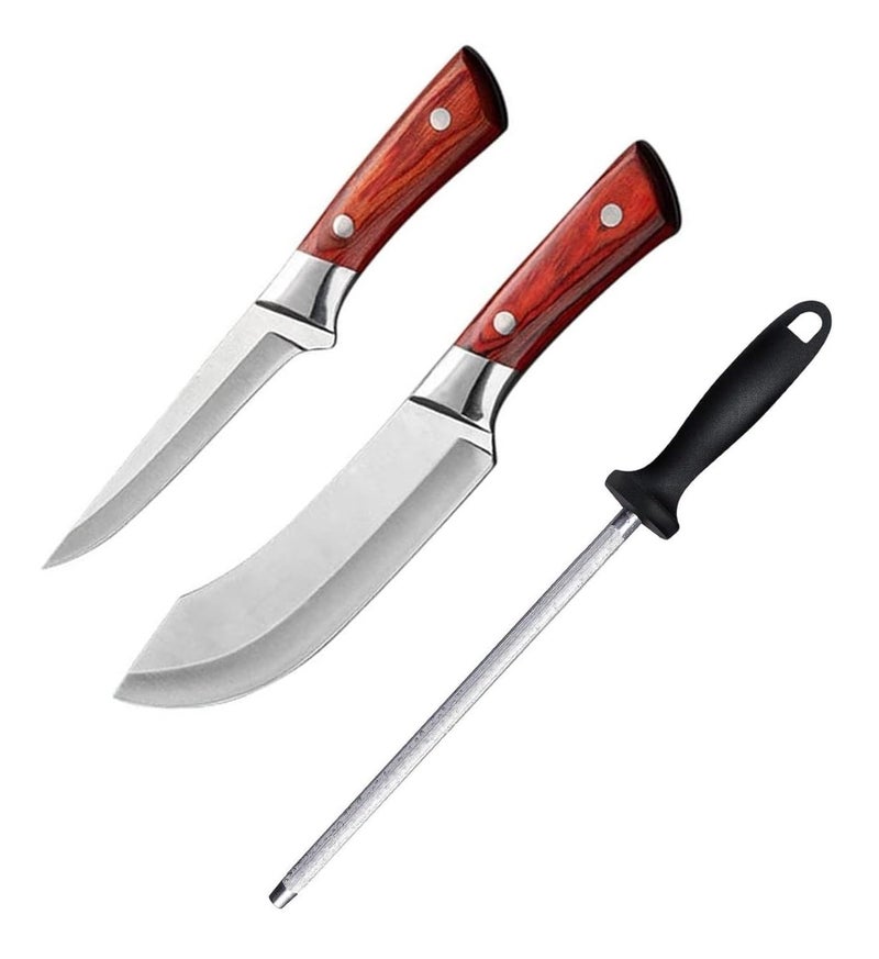 Captoola سكين شيف جزار ثقيلة 67 بوصة من كابتولا مع سكين شحذ ومقبض ABS مجموعة من 3 - Image 1