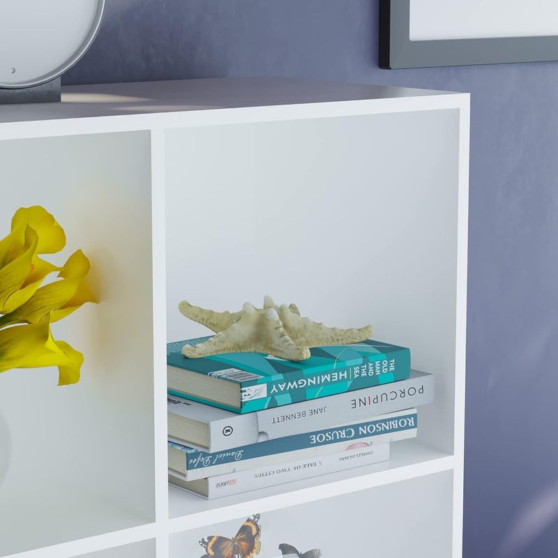 Cube Bookcase, Living Room Storage Organizer, Shelf for Home and Office (9 Cubes, White), Manufactured Wood - Image 4