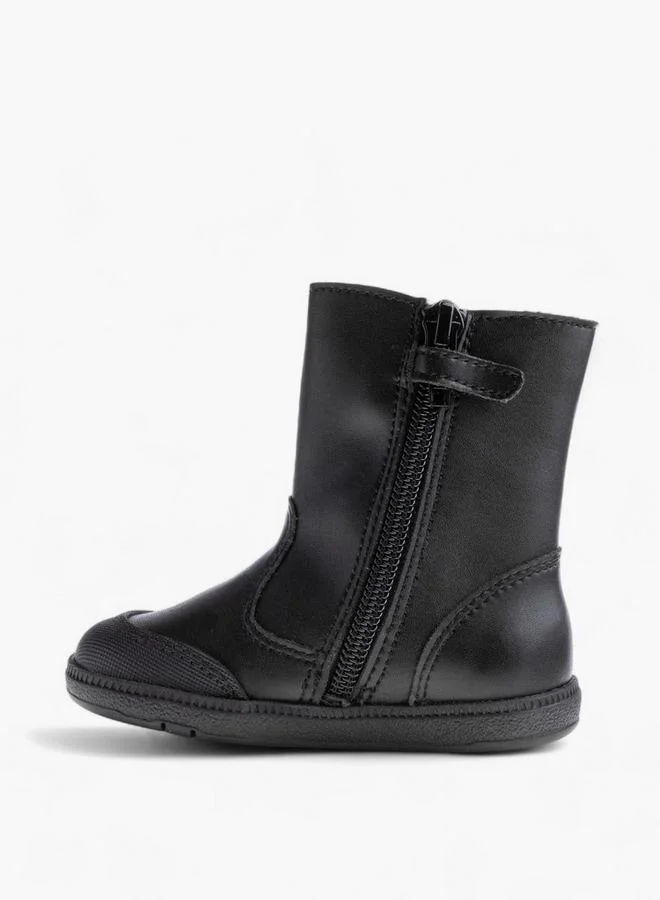 Pablosky Girls Glitter Star Applique Hook and Loop Ankle Length Boots