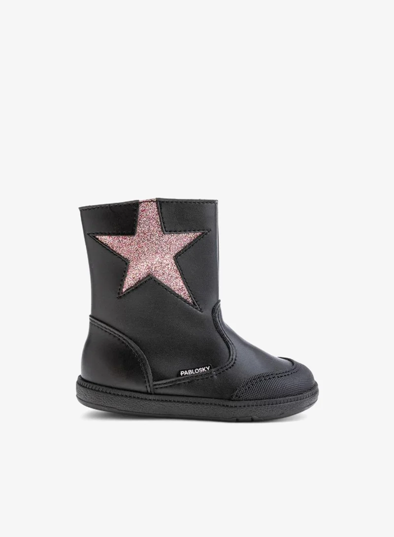 بابلوسكي بوت للكاحل بنجوم لامعة وشريط لاصق للبنات