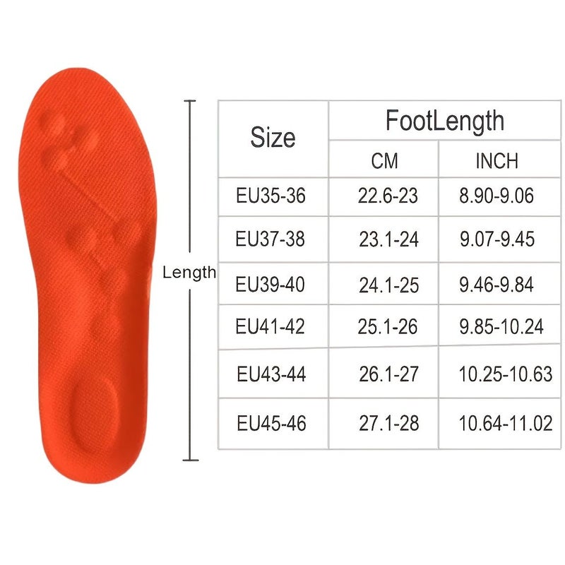 Size 41-42 2pcs Orange Sports Insoles With Arch Support Breathable Shock Absorbing - Image 2