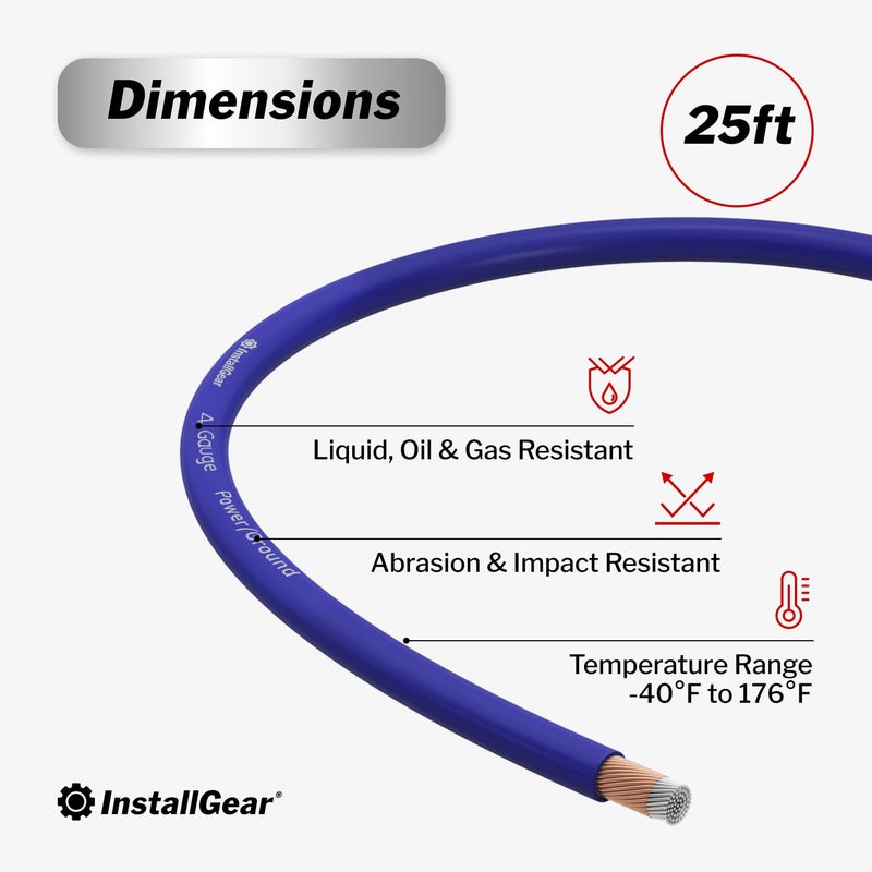 InstallGear 4 Gauge Wire (25ft) Copper Clad Aluminum - Primary Automotive Wire, Car Amplifier Power & Ground, Battery, Car Audio Speaker, RV Trailer Welding Cable - Image 3