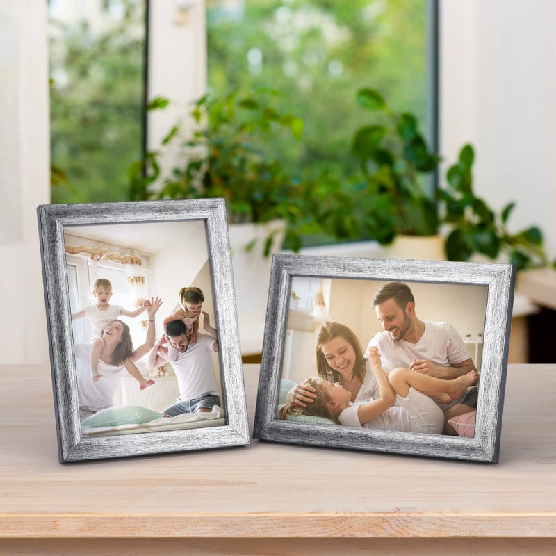 جيفت جاردن GiftGarden 5x7 إطار الصورة العتيقة الفضية 7 حزمة 5 من 7 إطارات الصور الفضية المتعثرة ريفي للجدار أو الطاولة - Image 5