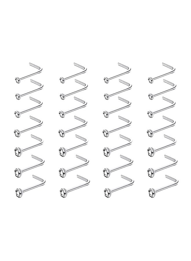 HAWAWA 60 PCS Small Nose Rings Studs for Women Men L Shape 316L Stainless Steel Crystal Nose Piercing Jewelry Nose Studs Ring Hoop Bone Studs Body Jewelry 20G 1.5MM 2.0MM 2.5MM Clear - Image 1