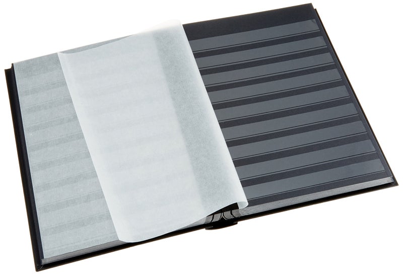 LIGHTHOUSE – “BASIC” Hard Cover Stockbook for Stamps - 64 Black Cardstock A4 Pages with Clear Strips and Double Linen Hinges - Black - Image 4