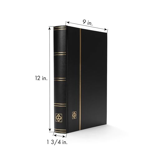 LIGHTHOUSE – “BASIC” Hard Cover Stockbook for Stamps - 64 Black Cardstock A4 Pages with Clear Strips and Double Linen Hinges - Black - Image 5