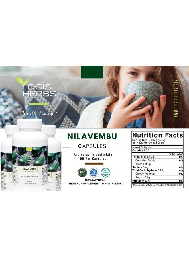 YOGIS HERBS Nilavembu Capsules (Andrographis Paniculata) 90 Veg Capsules - for Immune Support 90 Count (Pack of 1) - Image 4