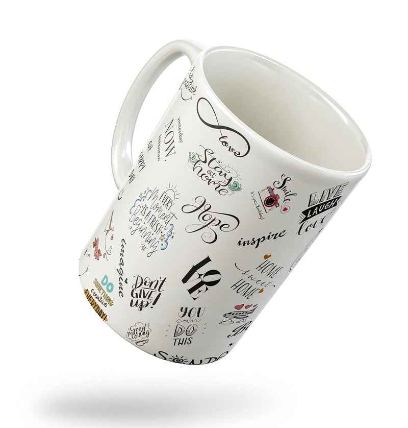 ECFAK Morning Doodle Mindset Motivational Coffee Mug Motivational Quote Printed Coffee Mug and Tea Cup Gift to Friend Brother Sister and Lover Motivational Quotes Gift - Image 1