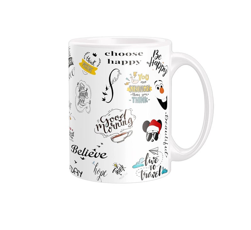 ECFAK Morning Doodle Mindset Motivational Coffee Mug Motivational Quote Printed Coffee Mug and Tea Cup Gift to Friend Brother Sister and Lover Motivational Quotes Gift - Image 3