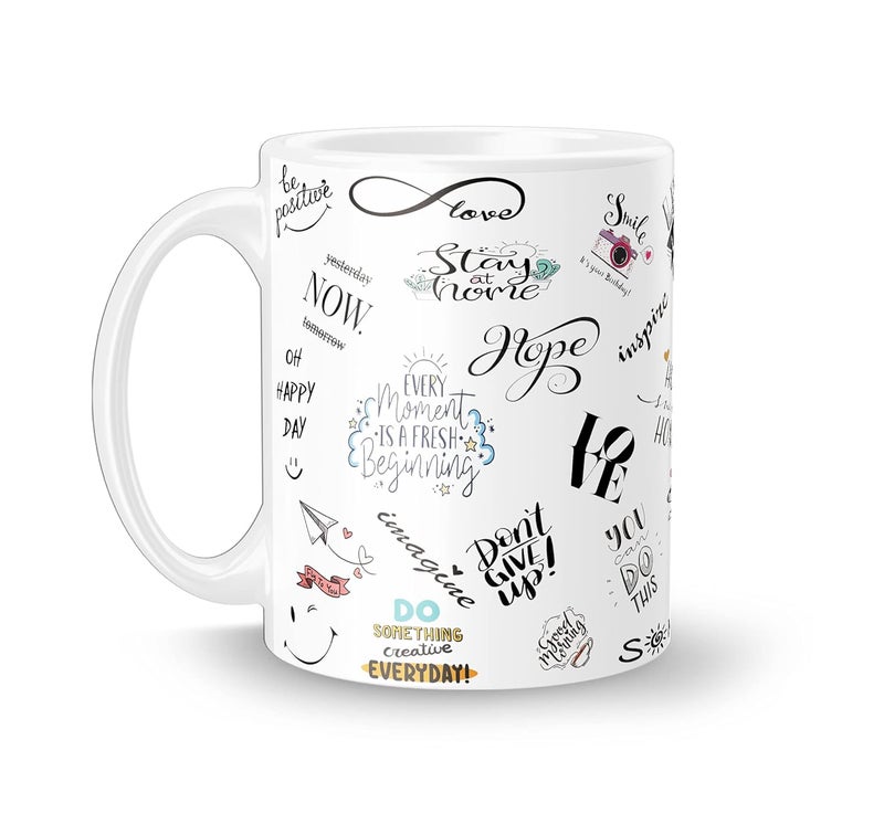 ECFAK Morning Doodle Mindset Motivational Coffee Mug Motivational Quote Printed Coffee Mug and Tea Cup Gift to Friend Brother Sister and Lover Motivational Quotes Gift - Image 2