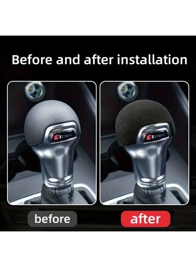 Black Suede Faux Leather Gear Shift Knob Cover For Audi A3 S3 2014 2023 Interior Protection Accessory - Image 3