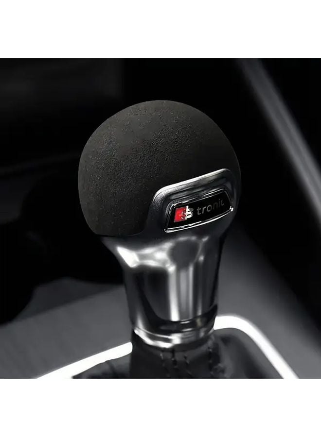 Black Suede Faux Leather Gear Shift Knob Cover For Audi A3 S3 2014 2023 Interior Protection Accessory - Image 2
