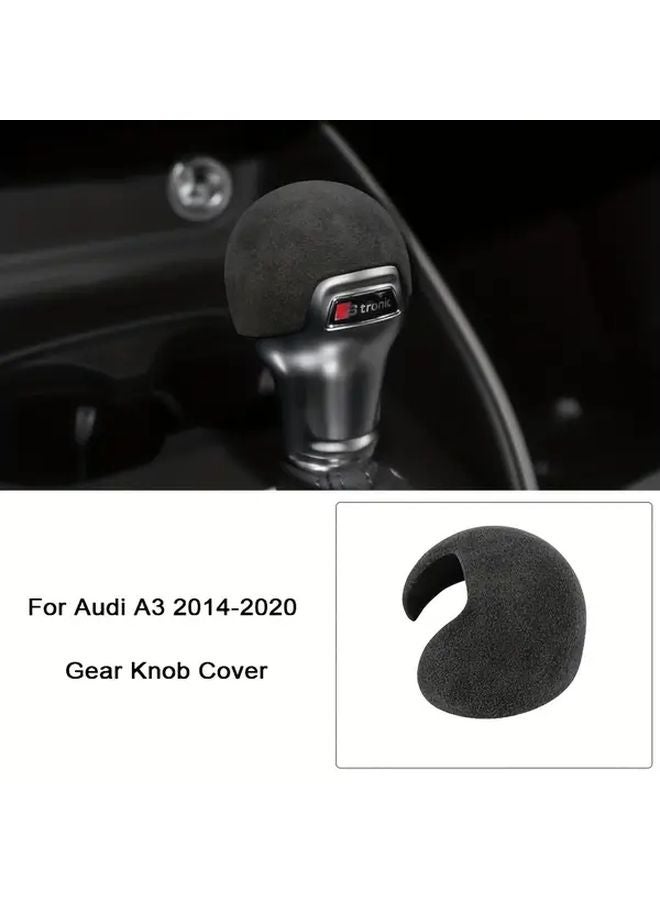 Black Suede Faux Leather Gear Shift Knob Cover For Audi A3 S3 2014 2023 Interior Protection Accessory - Image 1