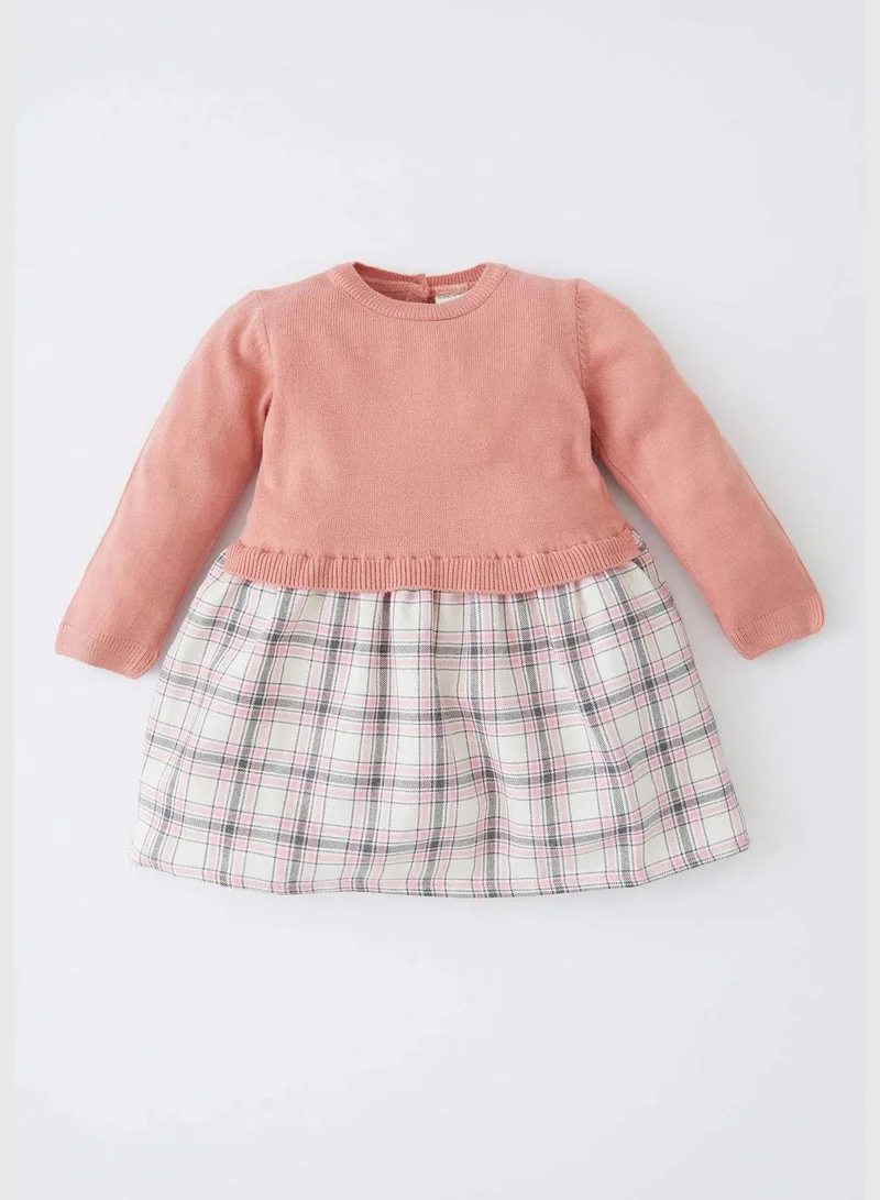DeFacto BabyGirl Regular Fit Bike Neck Long Sleeve Tricot Dress