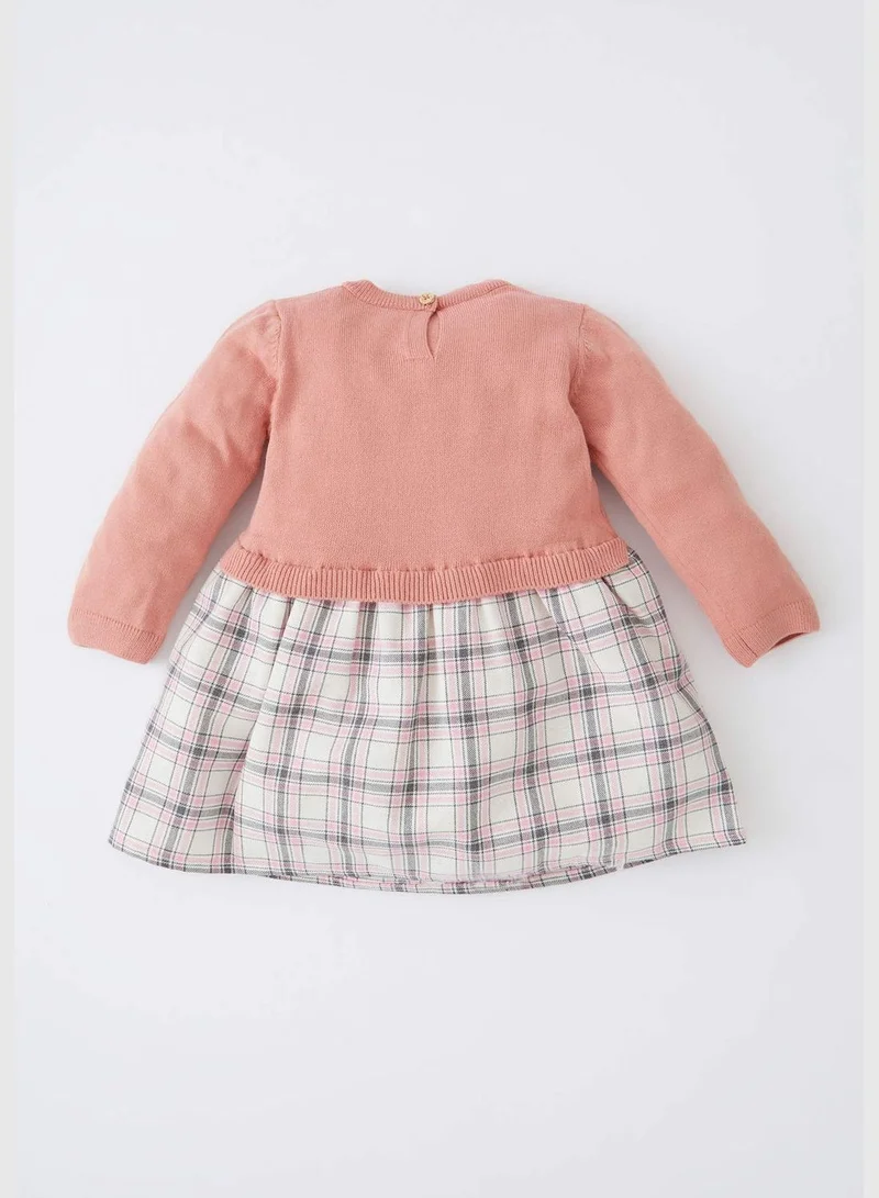 DeFacto BabyGirl Regular Fit Bike Neck Long Sleeve Tricot Dress