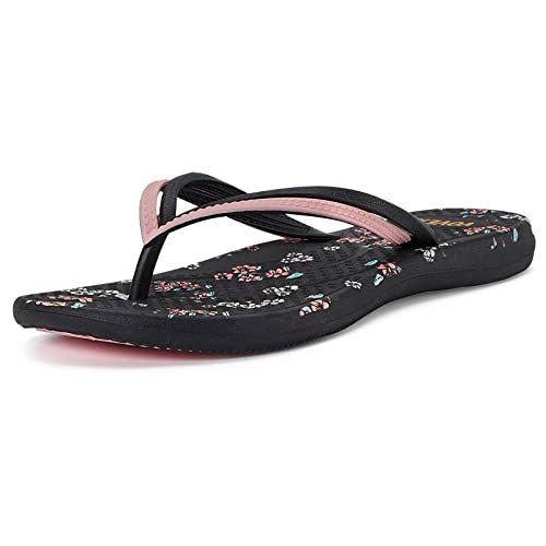 VOVEA Flip Flops For Women Non-Slip Bathroom Shower Shoes Cushion foam Indoor and Outdoor Sandals,Black US 7 - Image 2