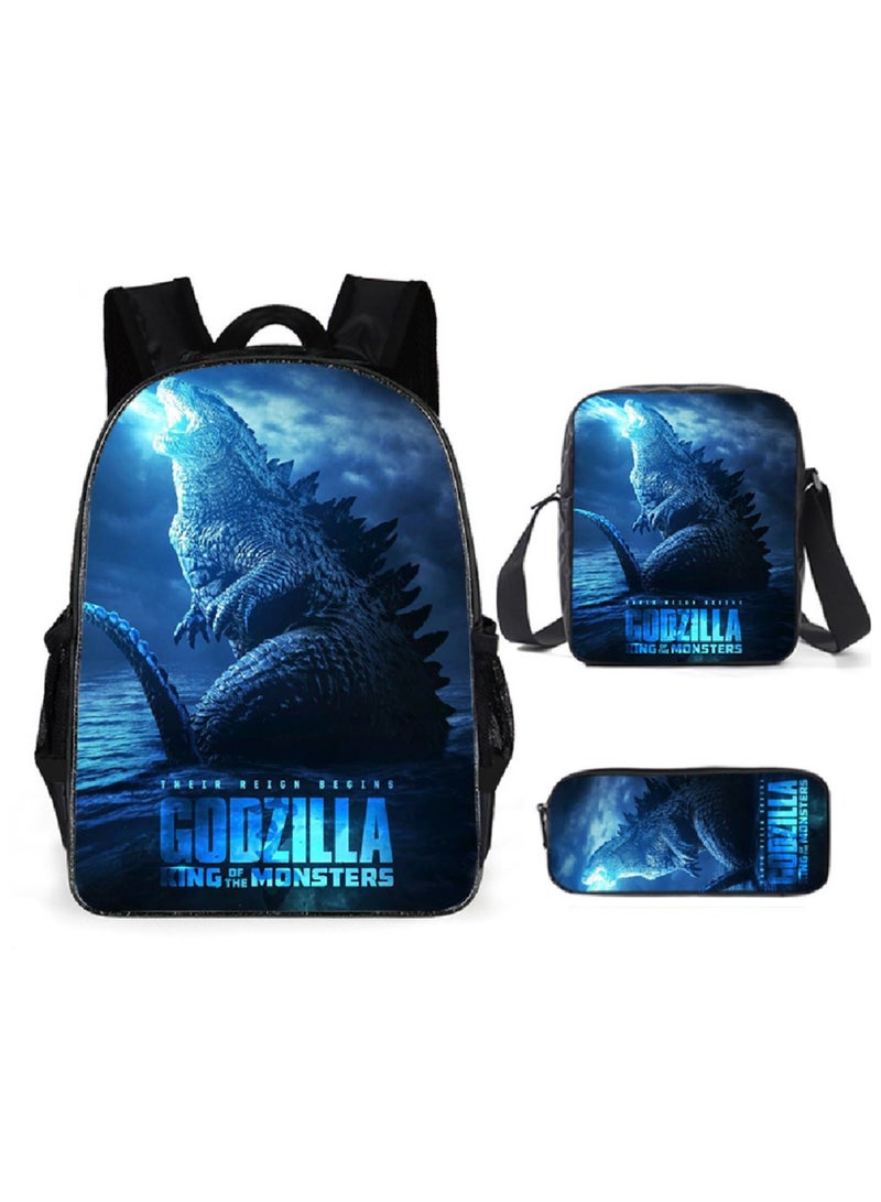 Godzilla New Godzilla Student Backpack Three-piece Set 29*16*42cm