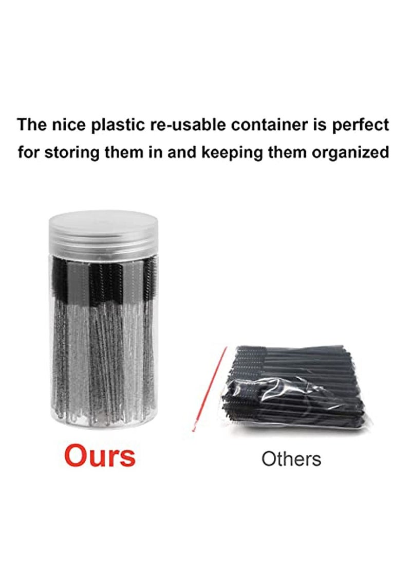 KASTWAVE - 100 PCS Disposable Eyelash Brush, Mascara Wands Makeup Brushes Applicators Kits for Eyelash Extensions and Eyebrow Brush with Container - Image 1
