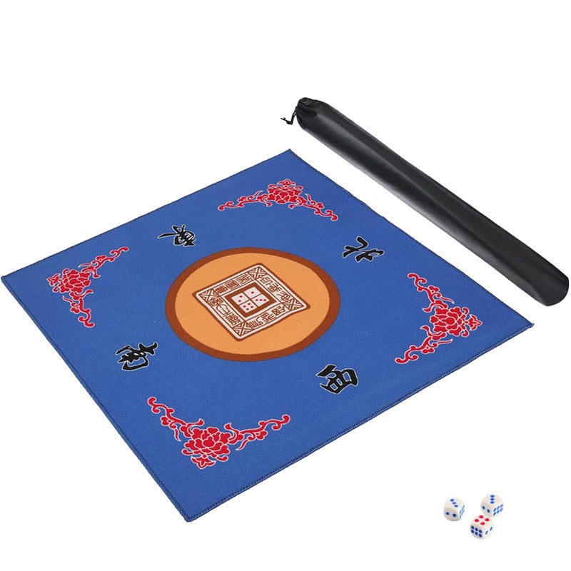 GUSTARIA Mahjong Mat with 3 Dice Carrying Bag Anti Slip and Noise Reduction Mahjong Table Mat for Poker Card Board Tile Games Blue 315 inchesThick012mm - Image 2