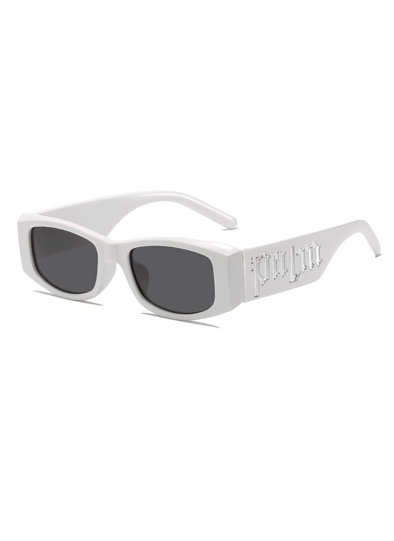 2024 Punk Letter Fashion Sunglasses white frame gray