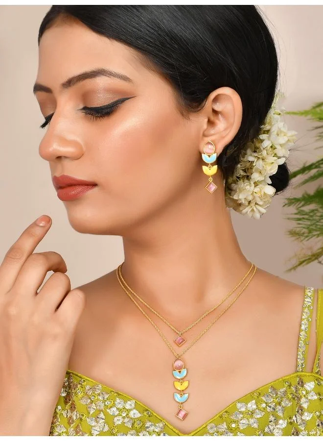 VOYLLA Forever More Yellow Blue Necklace Set