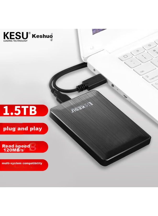 Kesu Encrypted Portable Hard Drive, 1.5tb, Usb3.0, K1, 2.5-inch, Stylish Black, External Storage For File And Photo Backup - Image 1