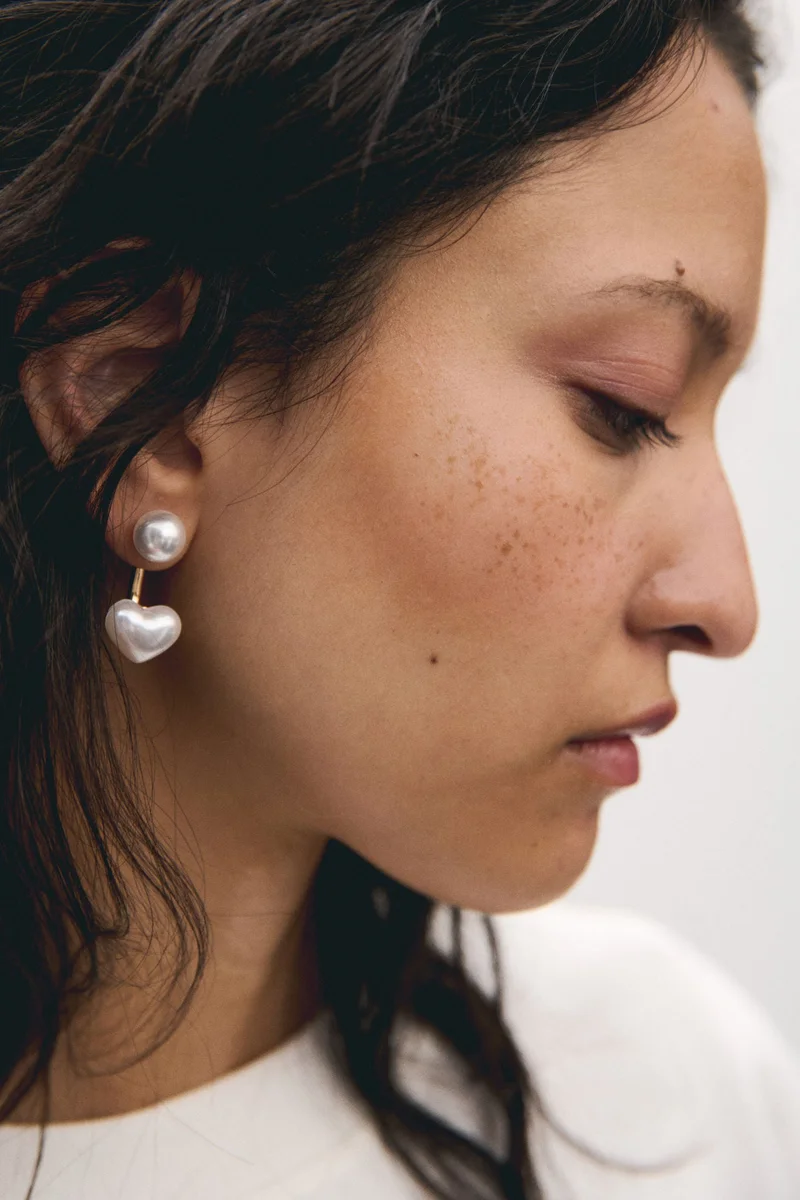 H&M Heart-shaped front and back earrings