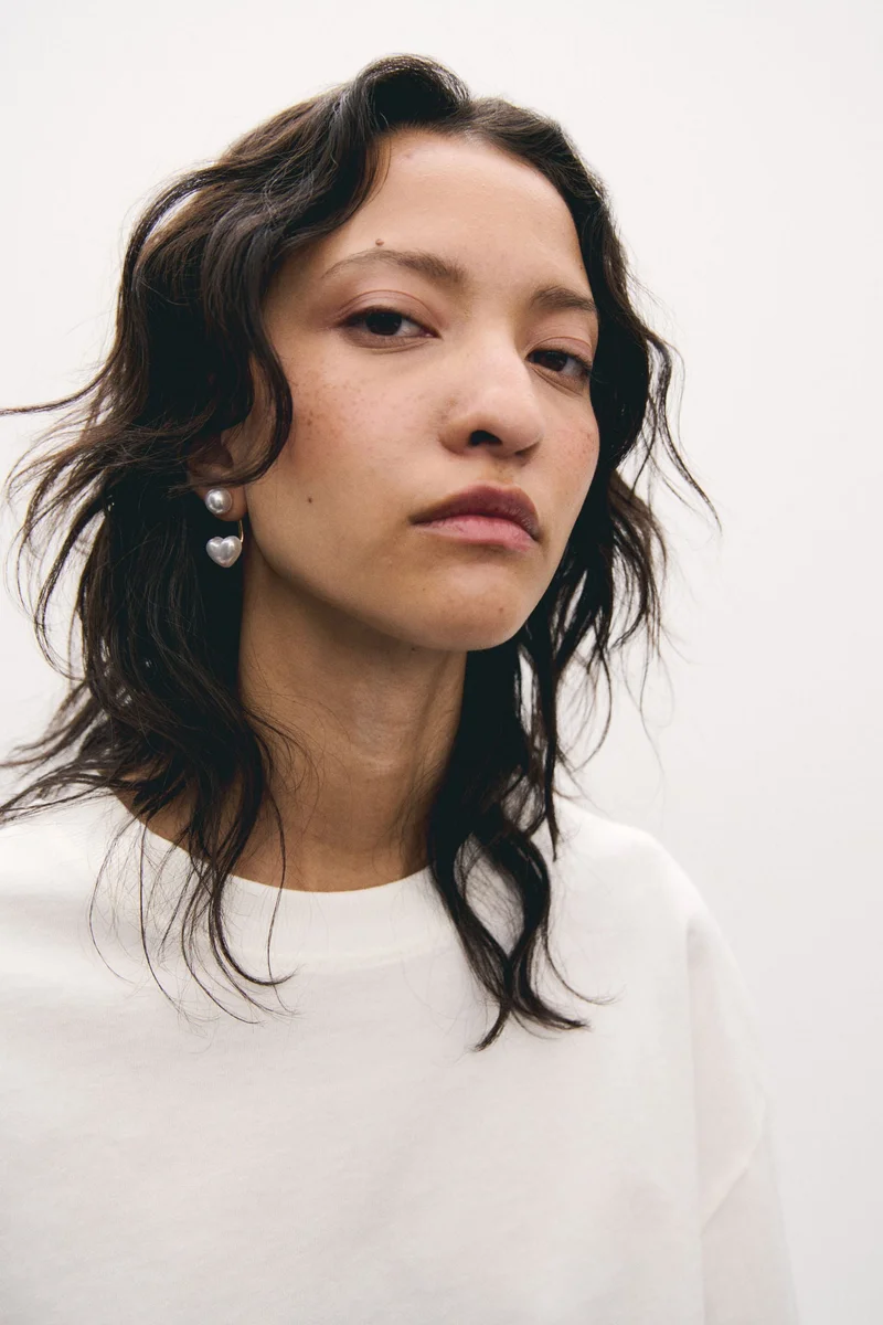 H&M Heart-shaped front and back earrings