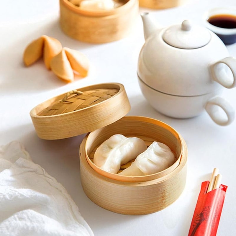 قطعتان من البخار المصغرة مع غطاء وسلة غير قابلة للتشوه للزلابية والدمسم، أسرع وأساسي للمطبخ المنزلي - Image 4