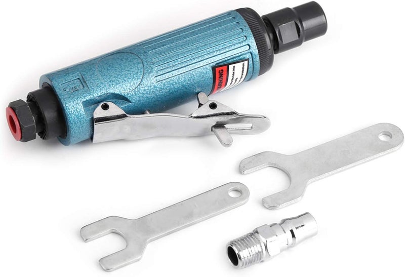 Air Die Grinder, 3mm Mini Pneumatic Polishing Grinder 23000RPM Low Noise for Metal Mold Deburring Cutting 17.5cm 0.45kg (Blue) - Image 1