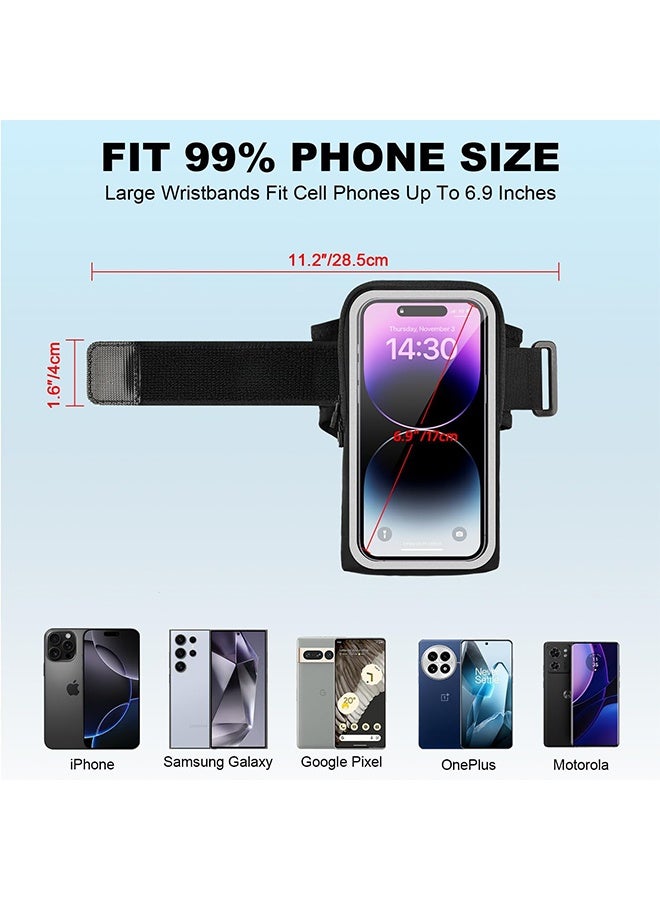 Wristband Phone Holder for Running Forearm Armbands Running Armband with Card Slot for iPhone Pro Max Plus (16/15/14/13/12/11/X/XR), for Galaxy S24/S10, Cell Phone Holder Up to 7.0'' Phone - Image 4
