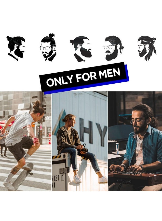 HAVHAF - HAVHAF Braided Mens Hair Ties For Men - For Buns Curly Thick Dense Hair Elastic Hair Ties For Guys | No damage Crease Breakage Black 5 Count (Pack of 1) - Image 1