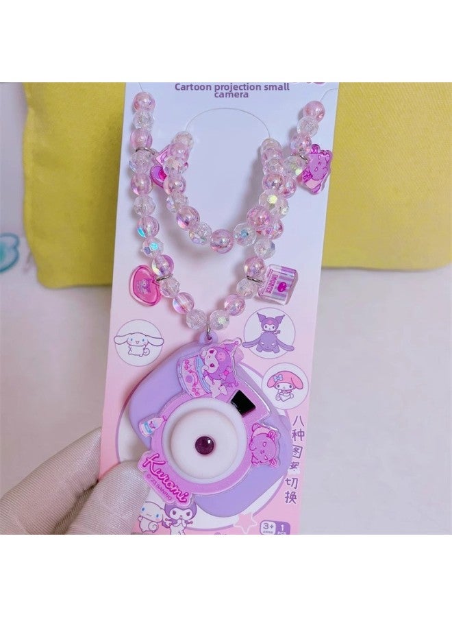 Sanrio Projection Camera Kulomi Necklace Cyber Celebrity Girls Hanging Chain Merlot Strawberry Ball Chain Toy-Color:Kuromi Cherry Jar Switch Projection Necklace  - Image 1