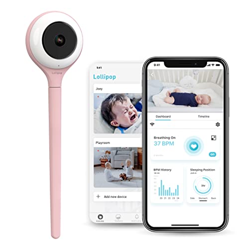 Lollipop Baby Monitor Cotton Candy FullFeatured Smart WiFi Camera of True Crying Detection with Extra inApp Plan of Breathing MonitoringSleep TrackingAccessories Free7 Days Trial Period - Image 1