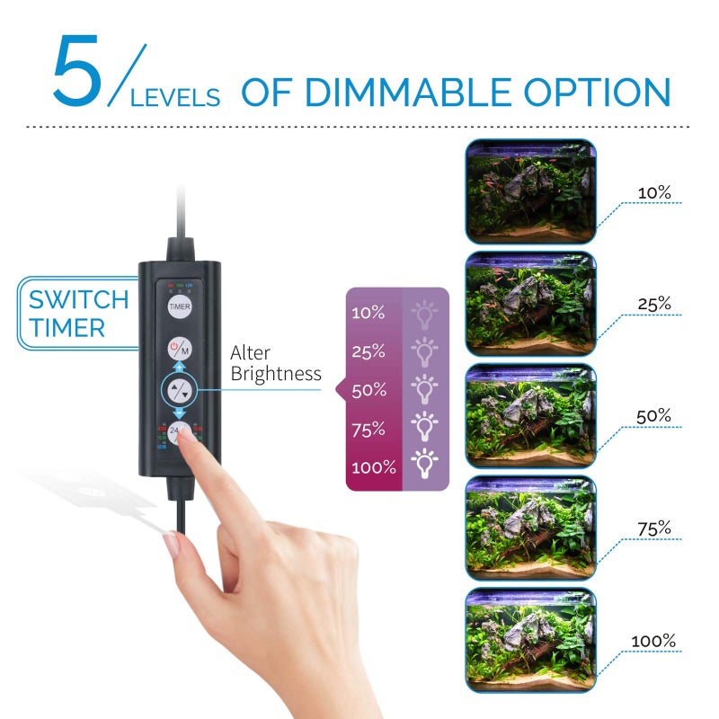 hygger Advanced LED Aquarium Light with Timer, 24/7 Lighting Cycle & DIY Mode, Full Spectrum Fish Tank Light for 24-30 in Freshwater Planted Tank - Image 3