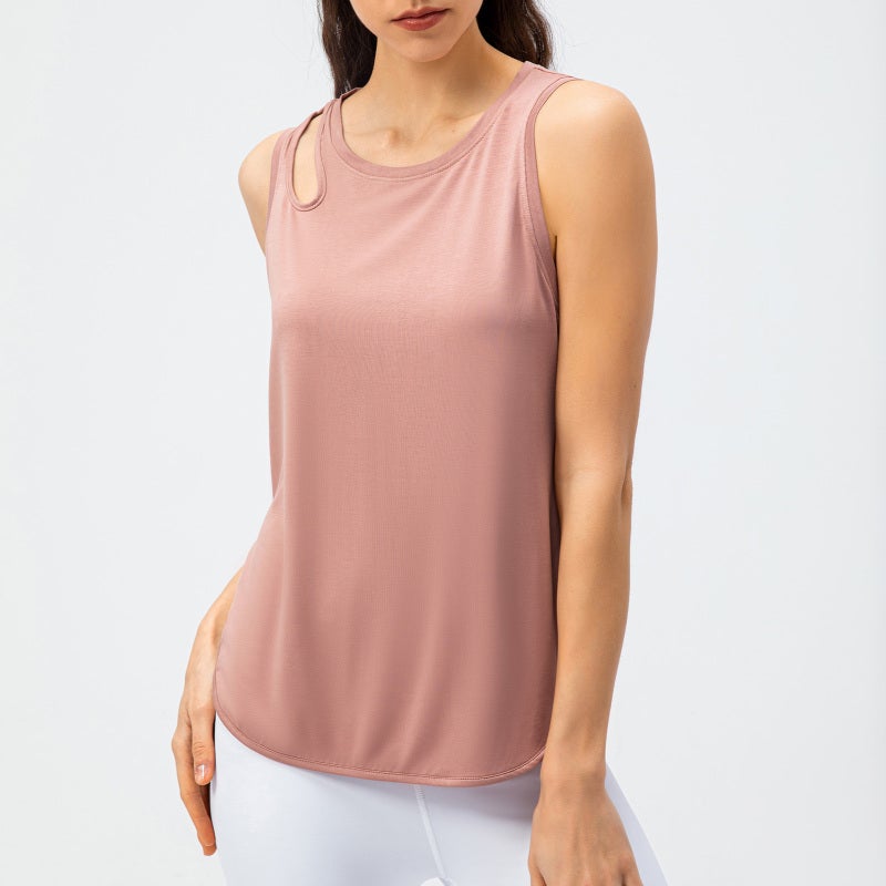Women Sport Tank Tops Sleeveless Quick Drying Loose Running T-shirt - Image 2