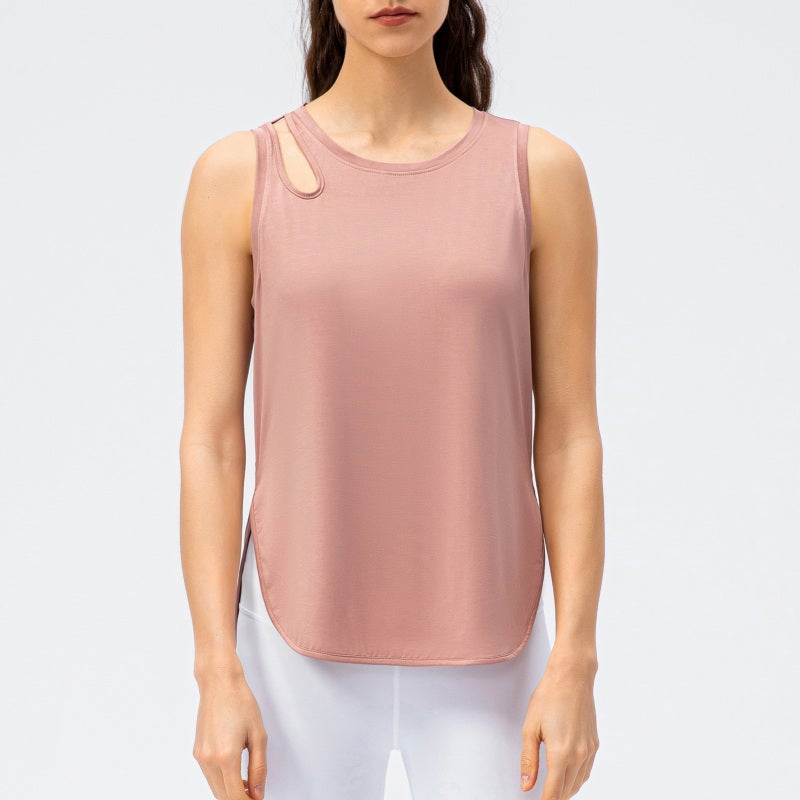 Women Sport Tank Tops Sleeveless Quick Drying Loose Running T-shirt - Image 3