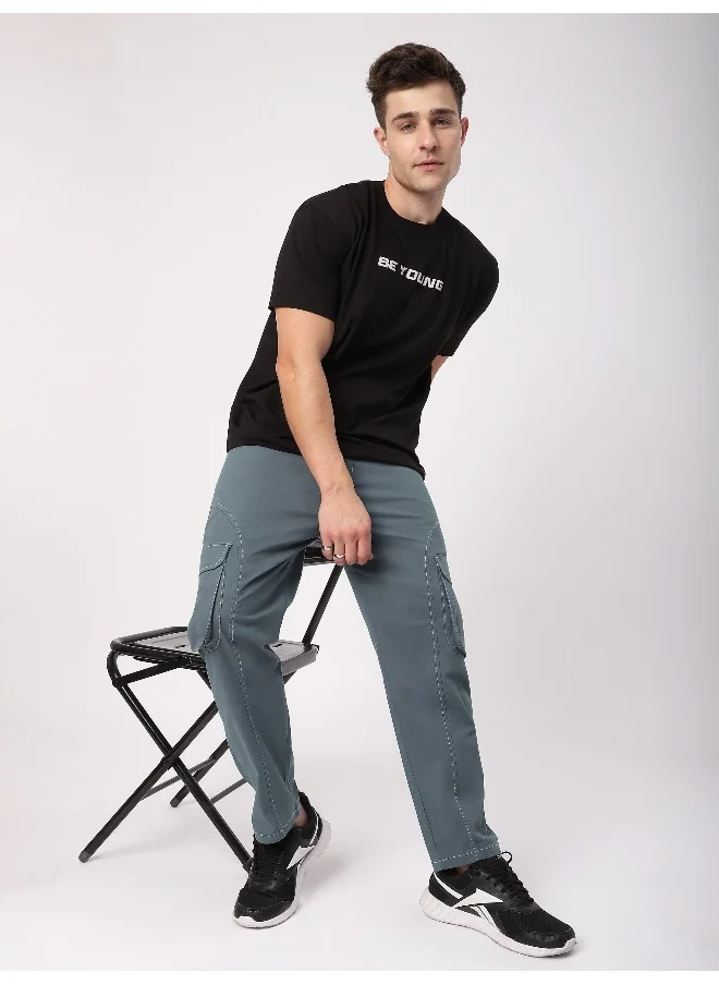 بيونغ Stone Grey Cut And Sew Contrast Stitch Cargo Pants