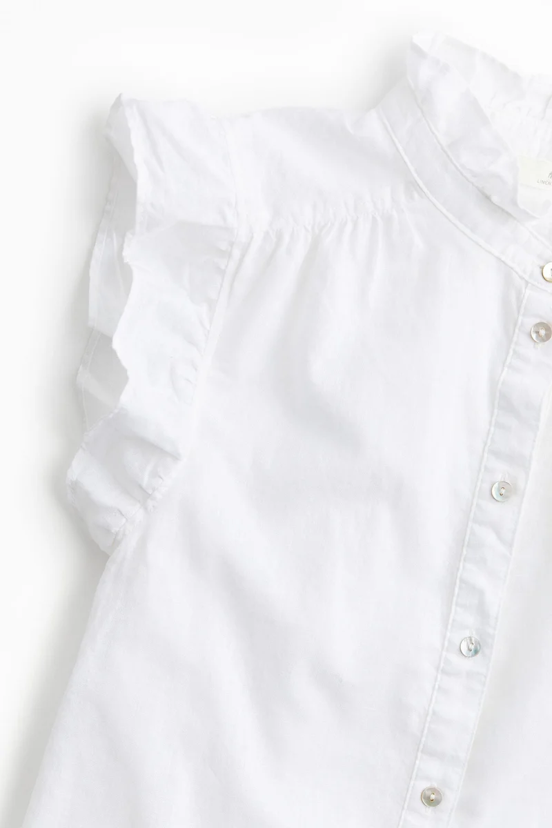 اتش اند ام بلوزة من مزيج الكتان