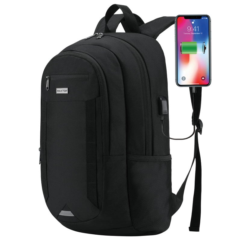 MAXTOP Travel Laptop Backpack Business Backpacks with USB Charging Port Water Resistant School College Bookbag - Image 1