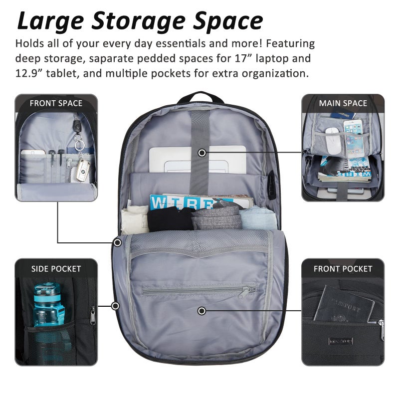 MAXTOP Travel Laptop Backpack Business Backpacks with USB Charging Port Water Resistant School College Bookbag - Image 2