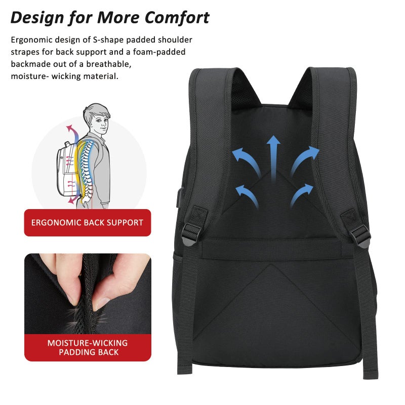 MAXTOP Travel Laptop Backpack Business Backpacks with USB Charging Port Water Resistant School College Bookbag - Image 5