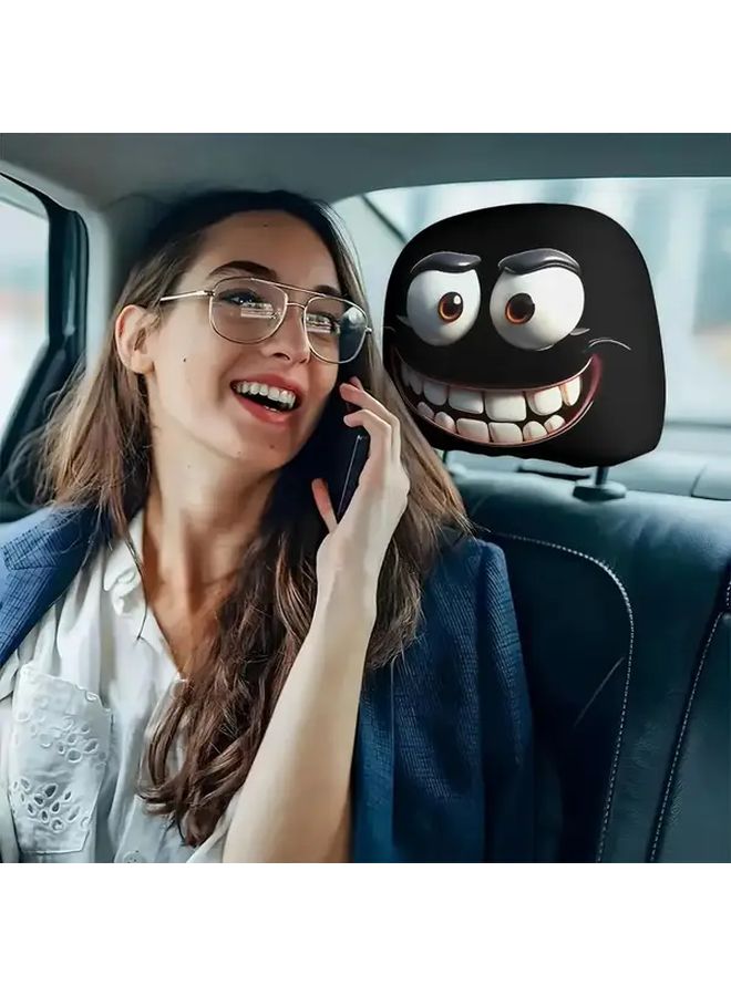 2 قطعة غطاء مسند رأس مضحك برسوم كرتونية من البوليستر يناسب جميع المركبات ديكور العطلات - Image 5